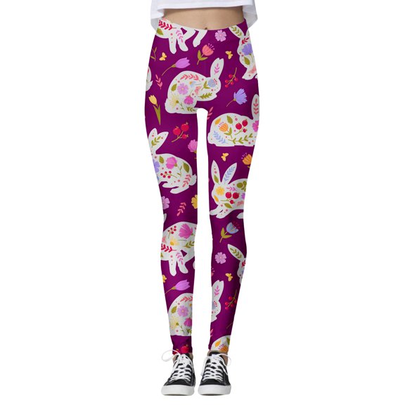 Landzoo Women's Easter Print Middle Waist Leggings Fitness Pants For Sports Stretchy Skin friendly Women's Leggings Pants