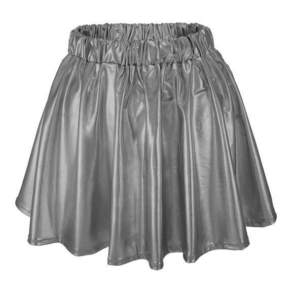 Landzoo Women's Fashion High Waist Pleated Solid Color Short Skirt Loose Skirt Metallic Skater Skirt Sparkly Shiny Flared Pleated A Line Mini Skort Cozy Casual Women's Skirt