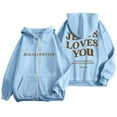 thumbnail image 1 of Landzoo Women's Fashionable Letter Printed Zipper Long Sleeved Pocket Drawstring Casual Sports Hoodie Warm Breathable Women's Hoodie, 1 of 1