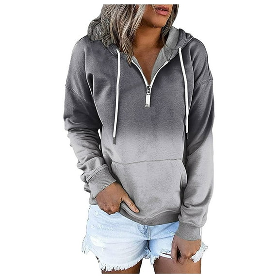 Landzoo Women's Gradient Prints Hoodies And Sweatshirts Long Sleeve Casual Zipper Pullover Clothes With Pocket Warm Breathable Women's Hoodie
