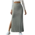 thumbnail image 1 of Landzoo Women's High Waist Stretchy Rib Knit Split Slit Hem Midi Pencil Skirt Comfortable Casual Women's Skirt, 1 of 8