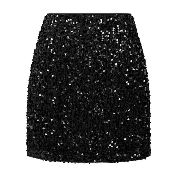 Landzoo Women's Sequin Skirt High Waisted Glitter Sparkly Bodycon Mini Skirt Comfortable Casual Women's Skirt