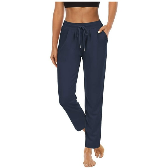 Landzoo Women's Solid Color Pocket High Waist Sports Fitness Yoga Casual Pants1 Cozy Stylish Women Trousers
