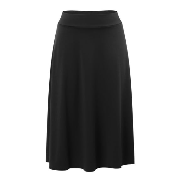 Landzoo Women's Solid Lightweight Flare Midi Pull On Closure Skirt S XXL Plus Size Fashionable Casual Women's Skirt