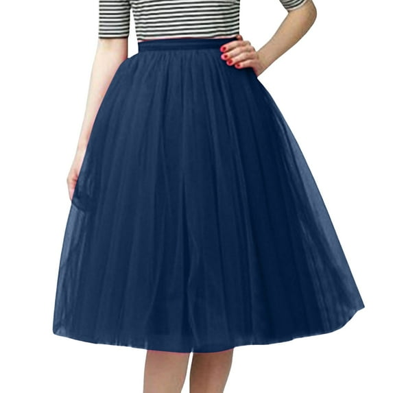 Landzoo Womens Pleated Knee Length Skirt Adult Tutu Dancing Skirt Comfortable Casual Women's Skirt