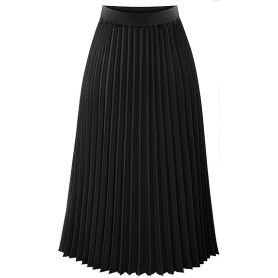 Landzoo Womens Solid Pleated Elegant Midi Elastic Waist Maxi Skirt Fashionable Casual Women's Skirt