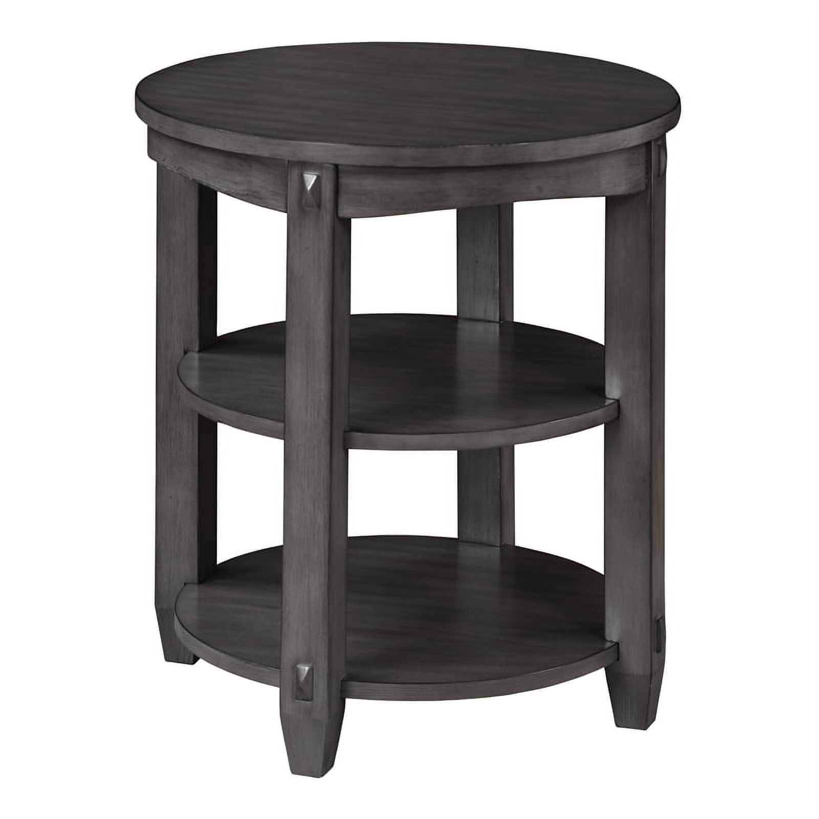 Lane 3Shelf Round End Table in Slate Gray Wood Finish