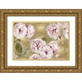 thumbnail image 1 of Lane, Joanna 32x23 Gold Ornate Wood Framed with Double Matting Museum Art Print Titled - Roses on Gold III, 1 of 4