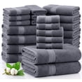 thumbnail image 1 of LANE LINEN 100% Ring Spun Cotton Bath Towel Set of 24 - Gentle, Breathable Softness, Fast-Drying Wear - Cool Grey, 1 of 9