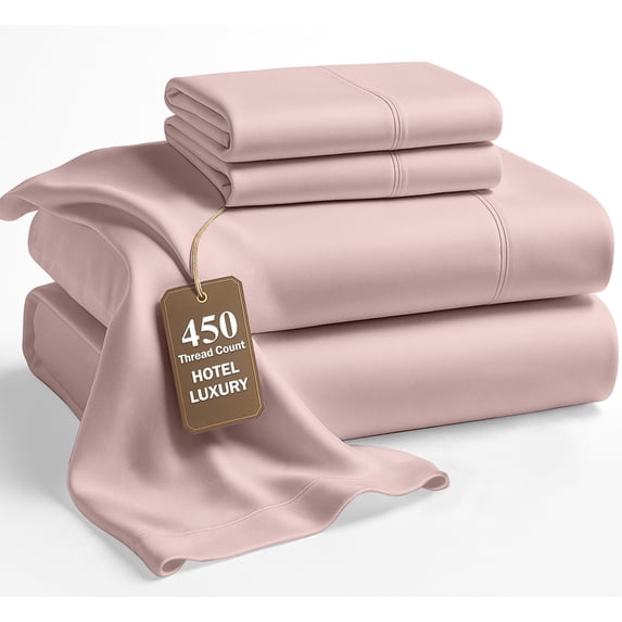 LANE LINEN 450 Thread Count Full Size Sheet Set - 100% Cotton Sheets, Smooth Silky Sateen Finish, Snug Fit 15" Deep Pocket, OEKO-TEX Certified - Sepia Rose