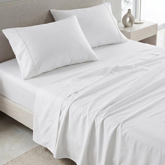 Lane Linen Queen Sheet Set - 450 Thread Count Premium Soft Long Staple 100% Cotton Sheets, Hotel Luxury Sateen Silky Finish, Snug Fit 15" Deep Pocket, Low Pill, Machine Washable - White