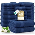 thumbnail image 1 of LANE LINEN 24 Pc 100% Ring Spun Cotton Towel Set - Luxuriously Thick & Fluffy, Long-Lasting Weave - Navy, 1 of 9