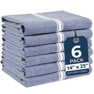 LANE LINEN 6 Piece Kitchen Dish Towels Set - Blue Kitchen Towels, Absorbent 100% Cotton Tea Towels, Quick Dry - Blue