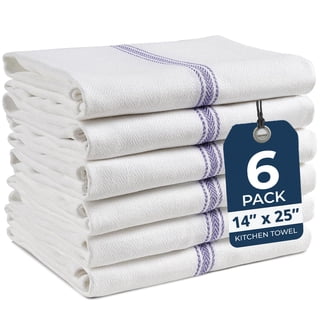 LANE LINEN 6 Piece 100% Cotton Dish Cloths and Towels Set - Blue Kitchen Towels, Absorbent, Quick Dry - Blue Stripe