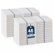 LANE LINEN 48 Piece Kitchen Towels Bulk Set - Absorbent 100% Cotton Dish Towels for Drying Dishes, Soft - Blue Stripe