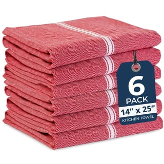 LANE LINEN 6 Piece Red Dish Towels Set - Soft 100% Cotton Kitchen Hand Towels, Machine Washable, Everyday Use - Red