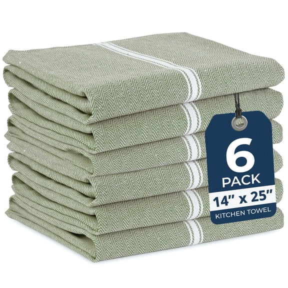 LANE LINEN 6 Pack Dish Towels Set - Green Kitchen Towels, 100% Cotton, Ultra Absorbent, Daily Cooking Use - Olive
