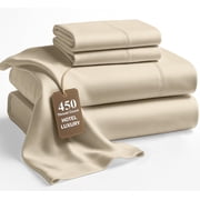LANE LINEN 450 Thread Count Queen Sheet Set - 100% Cotton Bed Sheets, Hotel Luxury Sateen Finish, 15" Deep Pocket, Premium Hotel Collection - Linen