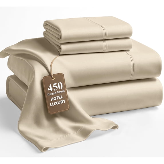 LANE LINEN 450 Thread Count Queen Sheet Set - 100% Cotton Bed Sheets, Hotel Luxury Sateen Finish, 15" Deep Pocket, Premium Hotel Collection - Linen