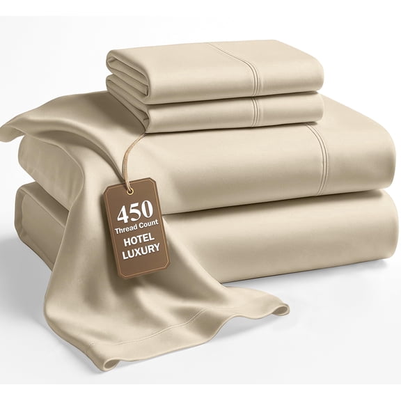 LANE LINEN 450 Thread Count Queen Sheet Set - 100% Cotton Bed Sheets, Hotel Luxury Sateen Finish, 15" Deep Pocket, Premium Hotel Collection - Linen
