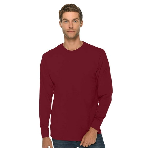 Lane Seven Heavyweight Long Sleeve T-Shirt, Heavy Tee Shirt 100% Ringspun Cotton Crewneck Tee (Burgundy , L)