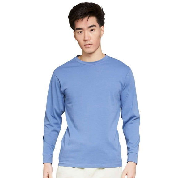 Lane Seven Heavyweight Long Sleeve T-Shirt, Heavy Tee Shirt 100% Ringspun Cotton Crewneck Tee (Colony Blue , M)