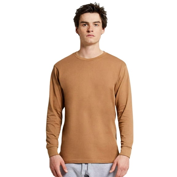 Lane Seven Heavyweight Long Sleeve T-Shirt, Heavy Tee Shirt 100% Ringspun Cotton Crewneck Tee (Toasted Coconut , M)