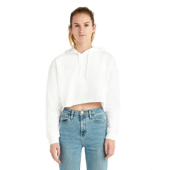 Lane Seven Ladies' Crop Hooded Sweatshirt XS White