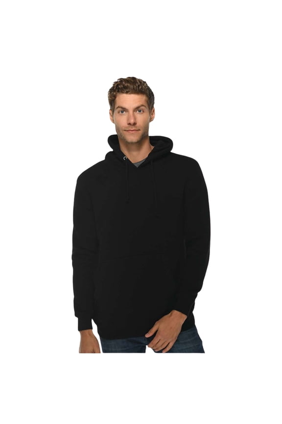 Mens Pullover Hooded Sweatshirt, Heavyweight 70/30 Cotton/Polyester Winter Fleece Sweater (Black , XL)