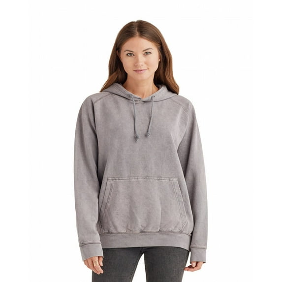 Lane Seven Unisex Vintage Raglan Hooded Sweatshirt L ZINC