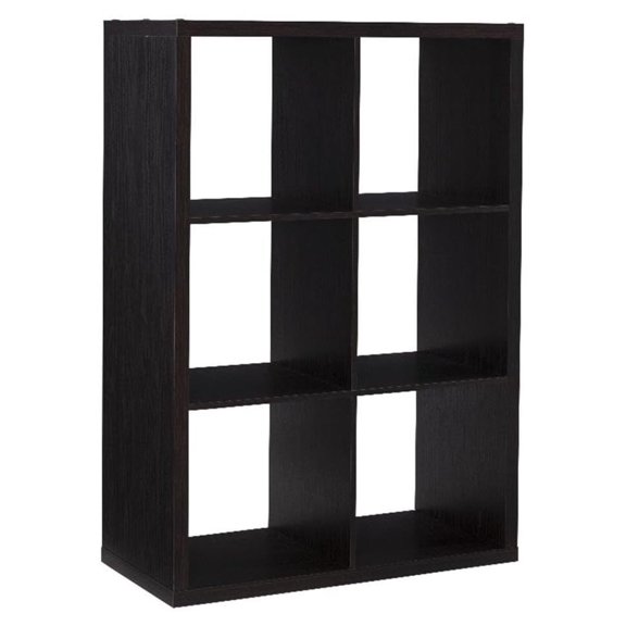 Lane Six Cubby Open Back Storage Cabinet in Espresso Wood