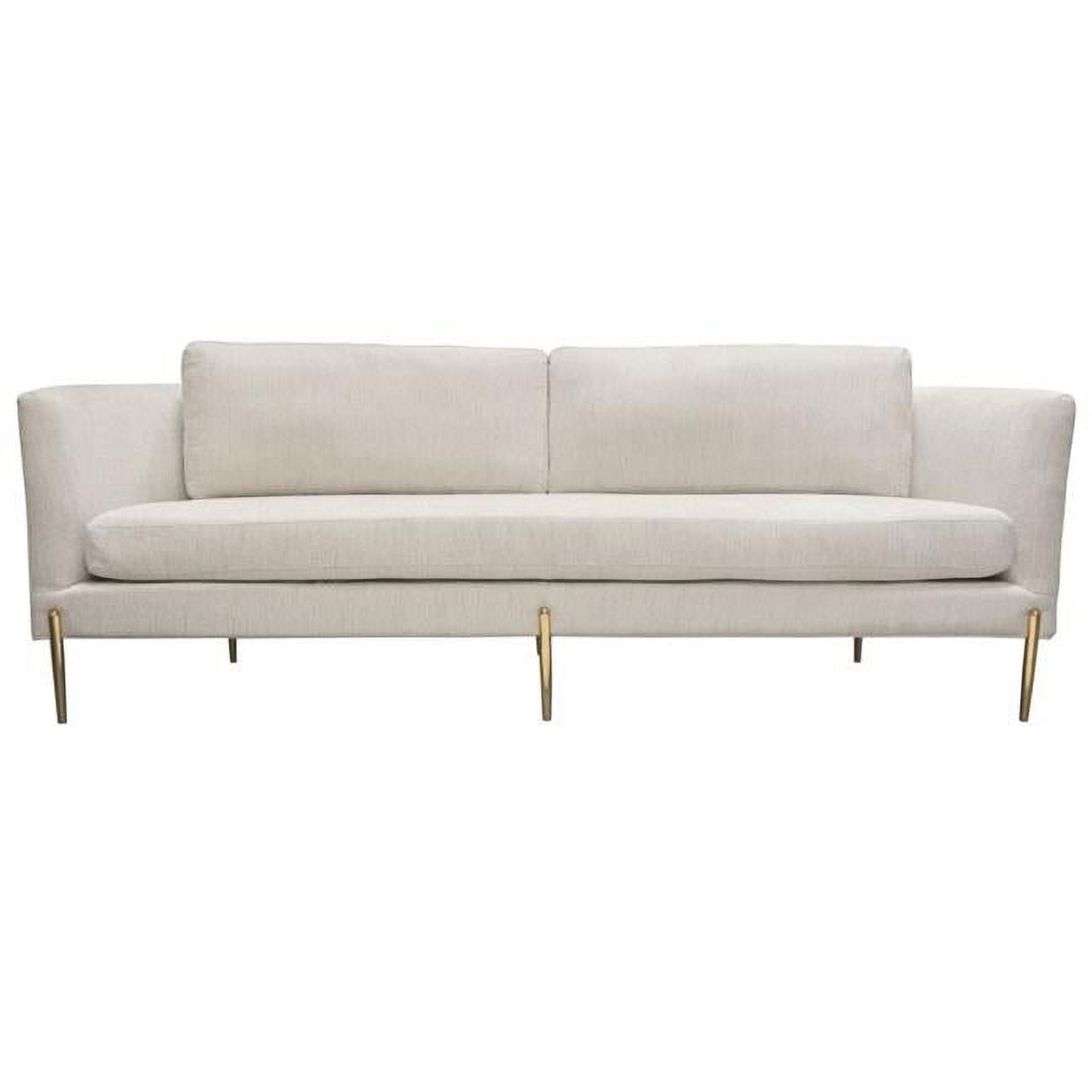 Lane 91'' Light Cream Fabric Sectional with Gold Metal Legs