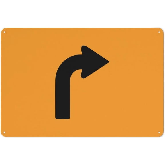 Lane Status Right Turn Reflective Aluminum Sign - 8"x12", Rust Free, Weather Resistant, Waterproof, Easy To Mount - Street, Intersection, Parking Lot, Road