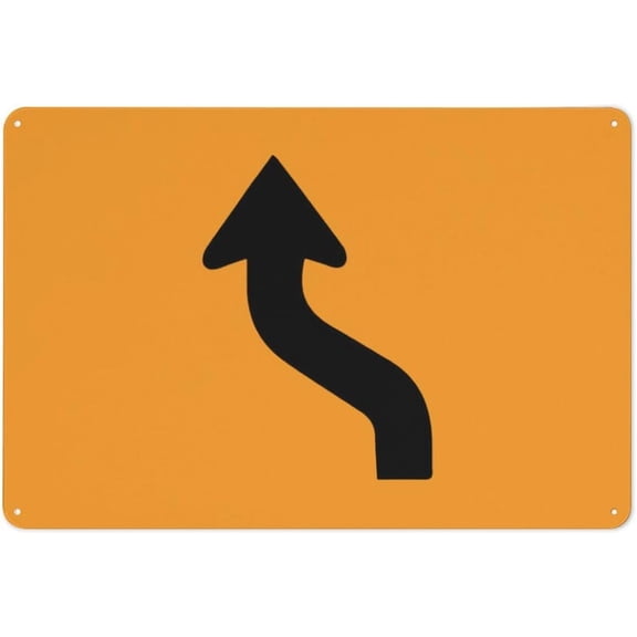 Lane Status Single Lane Left Deviation Aluminum Metal Signage - 8"x12", With Symbol, Weatherproof - Highway, Road, Construction Zone, Ramp