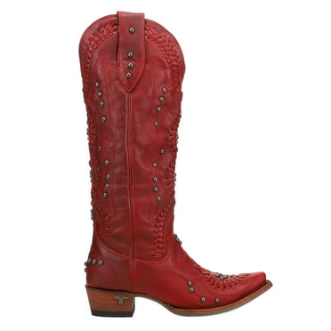 Lane Womens Cossette Studded Embroidered Snip Toe Pull On Cowboy  Tall Boot