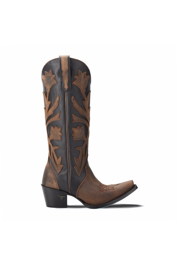 Lane Womens Women`s Lane Jet Black Burnt Caramel Jolene 14.5In Matching Top Boot 7.5 B Multi