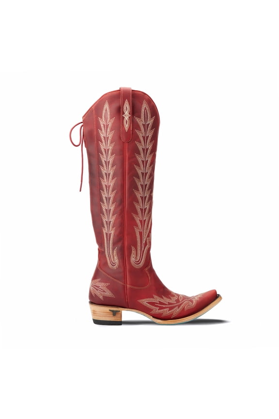 Lane Womens Lexington Knee High Corset Embroidered Snip Toe Zippered Cowboy