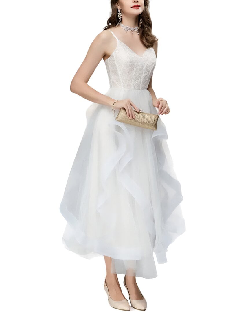 knee length dresses for ladies Lynlee Metallic Maxi Dress — Off White Print main image 1