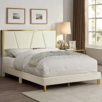Lanesboro Fabric Platform Bed, Eastern King, Beige