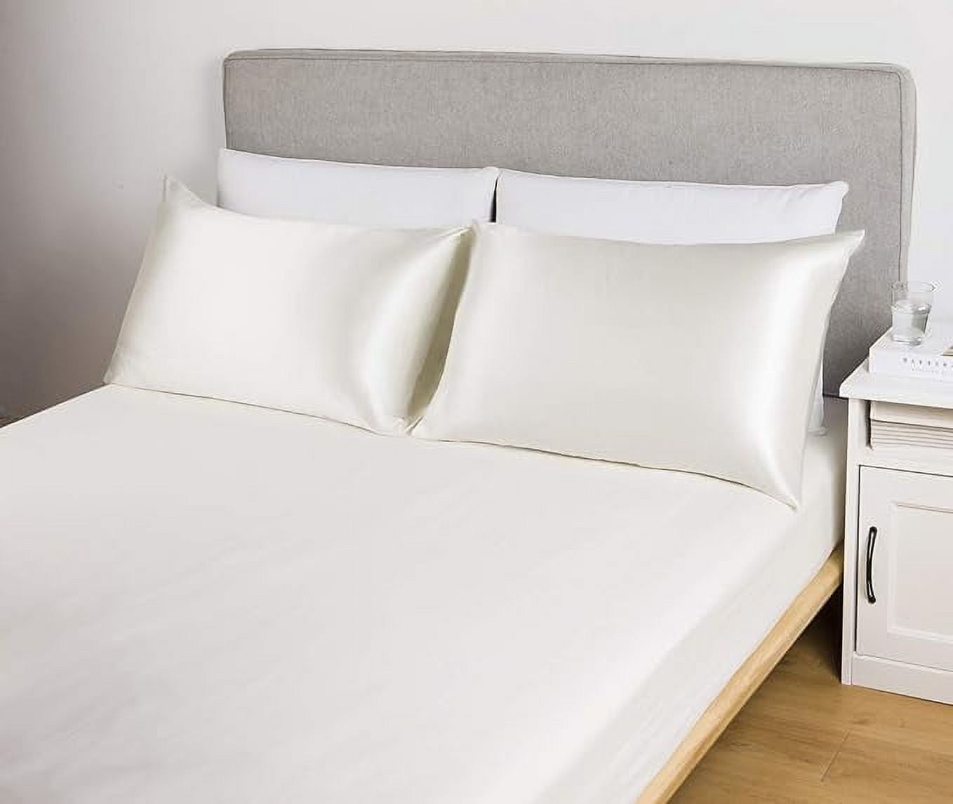 Lanest Housing SatinSilk Pillowcase Queen, White Satin Pillowcase for Hair and Skin, Breathable