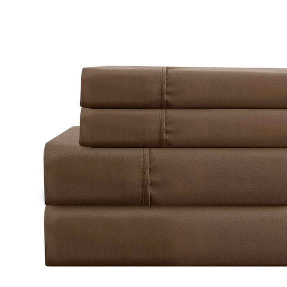 Lanester 4 Piece Deep Pocket Full Size Sheet Set The Urban Port, Brown- Saltoro Sherpi