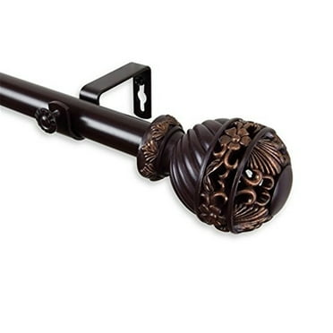 Lanette 1" Curtain Rod-Color:Mahogany,Size:120-170"