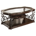 thumbnail image 1 of Laney 1-shelf Glass Top Rectangular Coffee Table Deep Merlot, 1 of 9