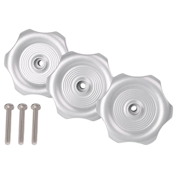 Lanfini 3 Pack RV Window Vent Knob Replacement Set with Screws 1 Inch Shaft 2.25 Inch Diameter ABS Plastic Black Silver for Camper Trailer