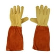 thumbnail image 1 of Lanfini Cowhide Gardening Gloves for Men Women Long Sleeved Protective Work Gloves M L XL Sizes for Pruning Roses Cacti Blackberries White Brown, 1 of 6