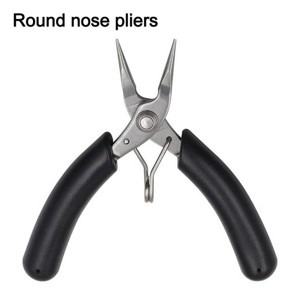 Lanfini Mini Stainless Steel Jewelry Pliers Set with PVC Handle - Round Nose, Bent Needle Nose, Diagonal Cutters for DIY Crafts, Beads, Wire Work (Black/Silver, 4 Inch)