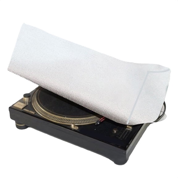 Lanfini Vintage Record Player Cover 18x14x6.75 Inches Waterproof Dustproof Oxford Fabric Turntable Protector Beige Silver for Indoor Outdoor Use