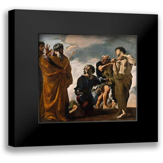 Lanfranco, Giovanni 22x20 Black Modern Framed Museum Art Print Titled - Moses and the Messengers from Canaan