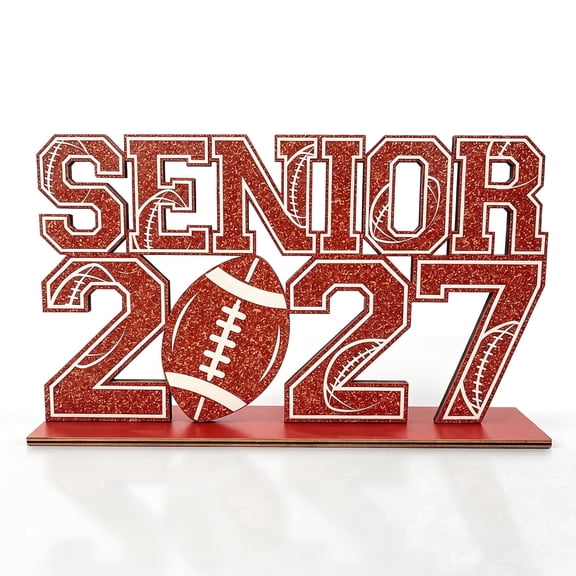 Lanfubeisi Senior 2027 Night Decorations Wooden Table Sign, High School Graduation Football Party Decor Supplies