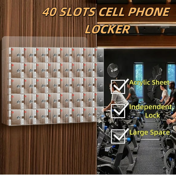 Lanfys 40 Slots Cell Phone Locker Box, Wall-Mounted Storage Solution with Individual Locks for Gyms, Pools, and Classrooms